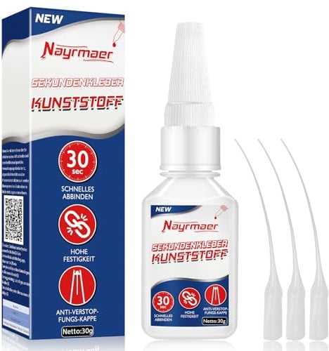 Nayrmaer Colle plastique extra forte 30 g pour modélisme, avec capuchon anti-obstruction, étanche pour coller tous les plastiques