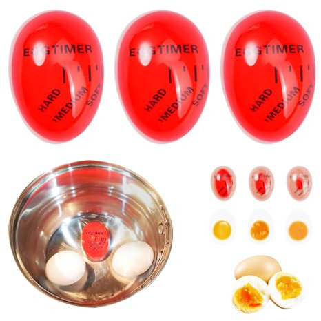 3 unidades de temporizador para huevos cocidos, temporizador para cocinar huevos, temporizador de huevos para cocinar, temporizador de color, temporizador para huevos cocidos, indicador