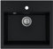 SINK Quality Spüle Schwarz Granit 56 x 51 cm - Einbauspüle Schwarz mit Siphon und Imprägnierung - Spülbecken für 60 cm Schrank - Moderne Küchenspüle Granit - Waschbecken Küche