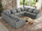 MKS MEBLE Sofa U-Form, Wohnlandschaft, Couch, Ecksofa, Couchgranitur, Polsterecke, Big Sofa XXL, Polstergarnitur - Verso U 8M - Hellgrau Velvet