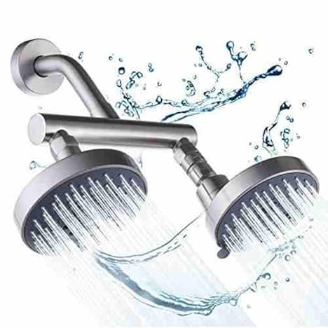 GDXLEYOR Tête de Douche Double avec 2 Vannes D'arrêt Intégrées Séparateur de Douche, Pomme de Douche Double À Haute Pression, pour Les Couples dans Une Salle de Bain À L'italienne