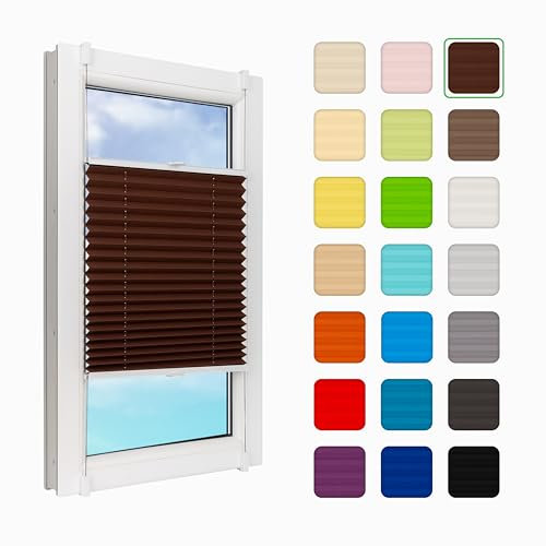 MakoStyl Fenster Plissee Innen ohne Bohren - B 75 H 180 cm Klemmfix Schokolade Plisee - 100 g/m2 Plissees Faltrollos - 50% Verdunkelung Blissett Rollo - Blickdicht Klemmplisseeses