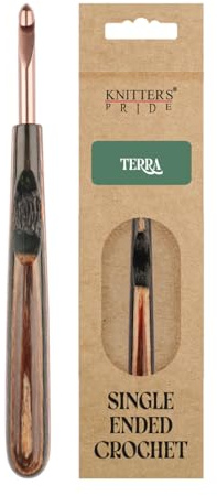 Knitter's Pride Terra Häkelnadel 2,75 mm - 1 Stück | Konisch geformte Spitze, komfortabler Griff, leichtes Material, ideal für traditionelle Häkelprojekte.
