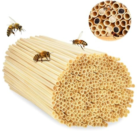 150 Stück Wildbienen Nisthülsen, 20cm Länge, Umweltfreundliche Bambus-Röhren Füllmaterial, Nachfüllpackung für Insektenhotel Solitärinsekten, Naturschutz Garten