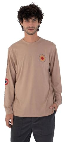 Hurley Mens Long Sleeve Eagles High T-Shirt, Brown, L EU