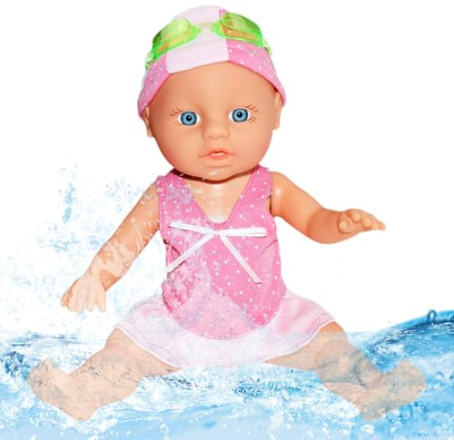 Ylnailky Schwimmende Puppe - Schwimmbad Babypuppe - Interaktiv mit beweglichen Gelenken realistische Kinderspielzeuge für Badespaß zur Förderung von Fähigkeiten und Lernen für Vorschul- und