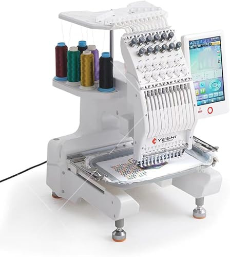 FDGH Gewerbliche Stickmaschine, Computergesteuerte Einkopf-Stickmaschine Mit 12 Nadeln Und 5 Millionen Nadelmustern, 20 X 30 cm Fläche, 15 Funktionen, Für 3D-Kappen, Hemden Und Mehr