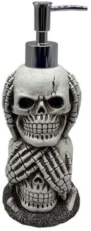 Milageto Halloween-Totenkopf-Seifenspender mit Pumpe, Handseifenspender für die Arbeitsplatte, modern, vielseitig, dekorativ, leer, für Badezimmer zu Hause