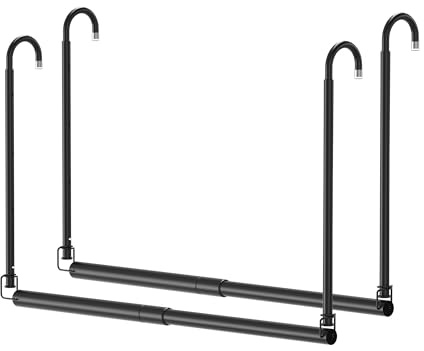 Tiemlet Kleiderstange aus Metall, Schwarz, Teleskop Kleiderstange ohne Bohren, Für Garderobe, Verstellbar 46.5-78cm Höhe, 40-72cm Breite