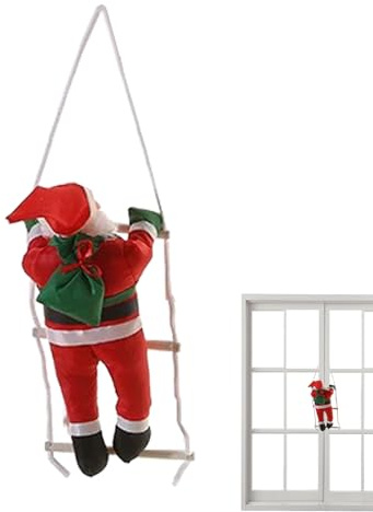 Mini Babbo Natale che si arrampica a forma di scaletta, ciondolo natalizio con corda, ornamento stagionale per albero di Natale, hotel, centro commerciale, pub, negozio