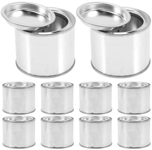 Zerodeko Empty Paint Tin 10 Pack 100Ml Metal Cans with Easy-Open Lid and Sturdy Metal Material for Leftover Paint Storage, for Craft Projects, Silver