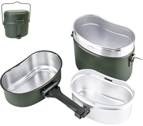 Tomotato Aluminum Alloy Military Mess Tin, Portable Outdoor Camping Lunch Box German Military Style for Camping Hiking Backpacking Travel Outdoor Cooking