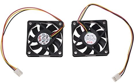 Kueohse 60Mm 6Cm DC 12V 3 Pines Ventilador de Enfriamiento Enfriador de CPU Caja de Computador Negro 2Pzs