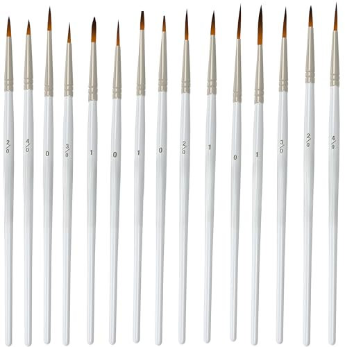 15pc Fine Detail Paint Brush Set – Miniature Model Painting Brushes with Golden Taklon Bristles – Paint Brushes for Tabletop Figures, Scale Models, Nail Art, Arts & Crafts, Acrylic & Watercolour