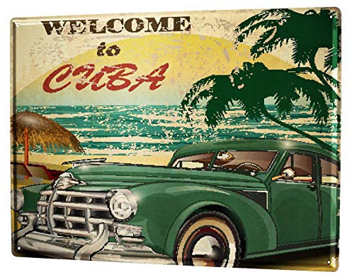 LEotiE SINCE 2004 Blechschild Wandschild 30x40 cm Vintage Retro Metallschild Abenteurer Kuba