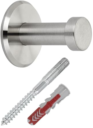 SOTECH 1 Stück Garderobenhaken TALEA mit Platte echt Edelstahl massiv | inkl. Montagematerial Ø 10 / 15 mm Länge 30 mm Gesamtlänge 33 mm Wandhaken Handtuchhalter