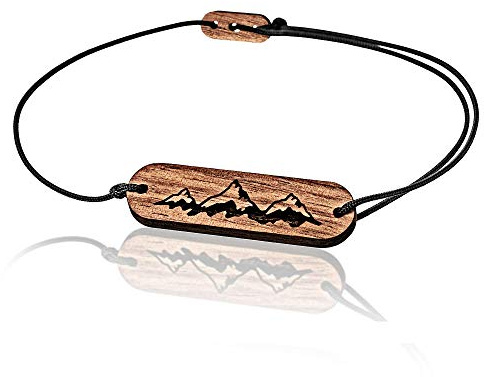 Skonida Design Holz-Armband mit Berg Gravur - edler Holzschmuck für Damen und Herren - Mountain Bracelet in Geschenkbox
