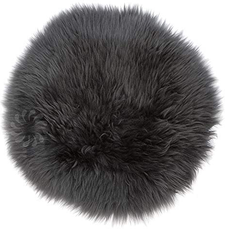H.O.C.K. Fell-Sitzauflage Sitzkissen rund/eckig flauschig Indoor (rund Ø34cm, anthrazit)