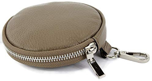 modamoda de P10 / P08 Damen Leder Rauleder Geldbörse Münzgeldbörse Taschenanhänger ø 11,5 cm handmade in Italy, Farbe:Dunkeltaupe