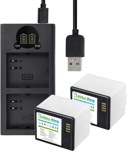 2-Fach Ladestation + Akku Li-Ion 2000mAh - kompatibel mit Netgear Arlo A-1, A-1B - für Arlo Pro - mit Display, Set:Ladestation mit 2 Akku