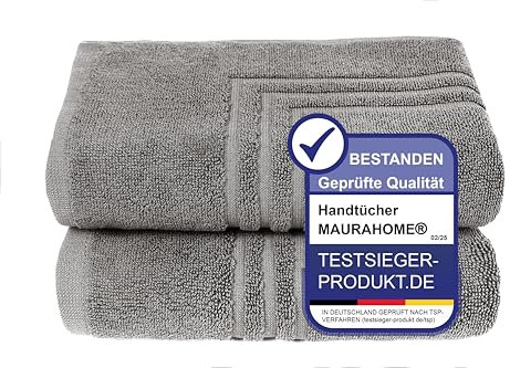 MAURAHOME - 2er Pack Badvorleger, Frottee Duschvorleger, 100% Baumwolle Badematte 50x70cm, Badteppich Anthrazit, Badvorleger rutschfest Waschbar, Badezimmerteppich, Schnelltrocknend Duschvorleger
