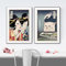 JYDQM Leinwand Malerei Vintage Japanische Geisha Poster Lustige Ukiyo Stil Frauen Anschreien Katze Wandkunst Dekor-50x70cm Rahmenlos
