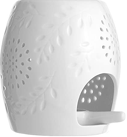 Yangtek Brûleurs Parfumé Céramique Brûle Bougie Motif étoiles et Fleurs, Aromathérapie,Brûleur Huile Essentielle avec Porte-Bougie pour Décoration Maison Méditation (Brûleur A)