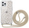 ZhuoFan pour iPhone 13 Pro Max Coque avec Cordon de Collier, Cadre Transparent en Silicone Souple + Fond de Panier PC Dur Motif Housse avec Réglable Kaki 63in Cordon Portable Lanyard Case
