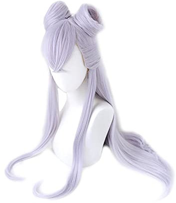 Game KDA Baddest Evelynn Cosplay Wigs 80cm Long Wigs with Buns Heat Resistant Synthetic Hair Evelynn Cos Wig