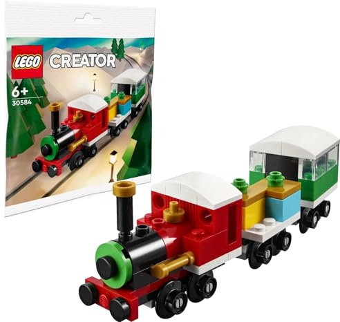 LEGO Creator 30584 - Tren navideño de invierno con locomotora, vagón plano y carruaje (73 piezas)