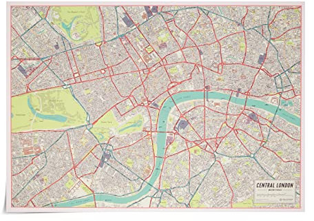Maps International Vintage London Map Poster mit modernen und akkuraten Kartendetails, laminiert, 84 x 59 cm