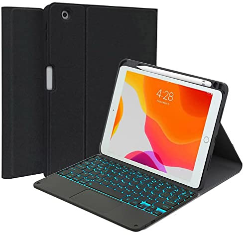 QYiiD Funda para iPad Mini con teclado táctil compatible con iPad Mini 5/4/3/2/1, teclado retroiluminado magnéticamente desmontable, funda inteligente con soporte para lápiz para iPad Mini 5/Mini 4,