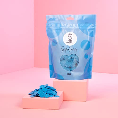 SuperDrops Blau 300g | Cake Melts Deko Melts Candy Melts Cake Drip Cake Glasur Kuvertüre Kuchenglasur | Deco Melt Kuchen Fondant Icing Kuchenglasur Blau Lebensmittelfarbe Glaze