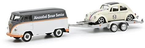Schuco Modellauto VW T1 m.Käfer Aircooled 1:64