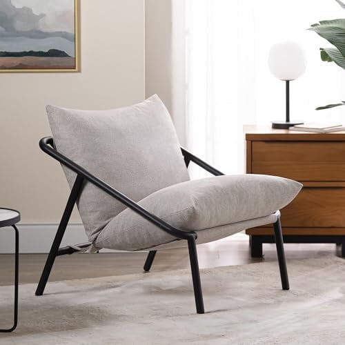 Zinus Ada Silla Grande 79x68x79 - Sillón con estructura de metal y acolchado de espuma triturada - Beige