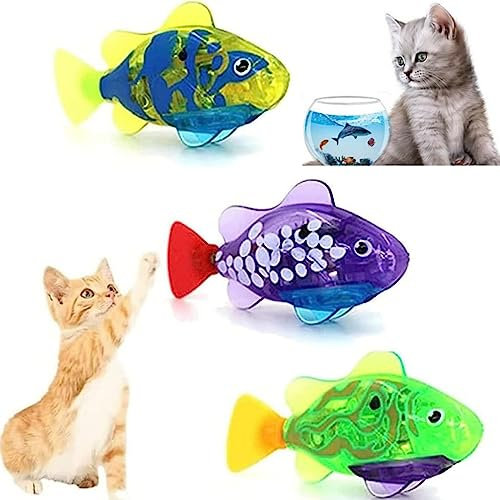 Robo Fish for Cat Jouet, Robot de Natation Jouet de Poisson pour Chat et Chien avec lumière LED, Jouets interactifs pour stimuler Les Instincts de Chasseur de Votre Animal de Compagnie(3 pièces)