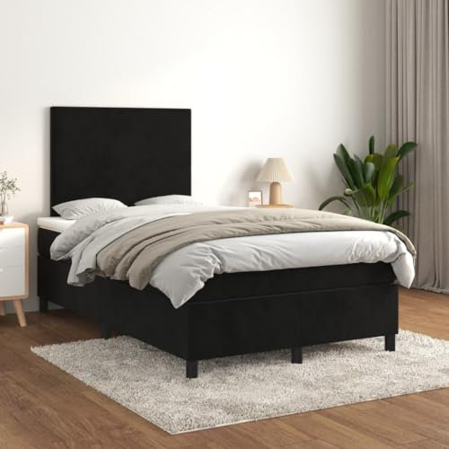 CIADAZ Boxspringbett mit Matratze Schwarz 120x200 cm Samt, Bett, Bettgestell, Jugendbett, Schlafzimmer Bett, Schlafzimmer Komplett, Bed Fram 3142895