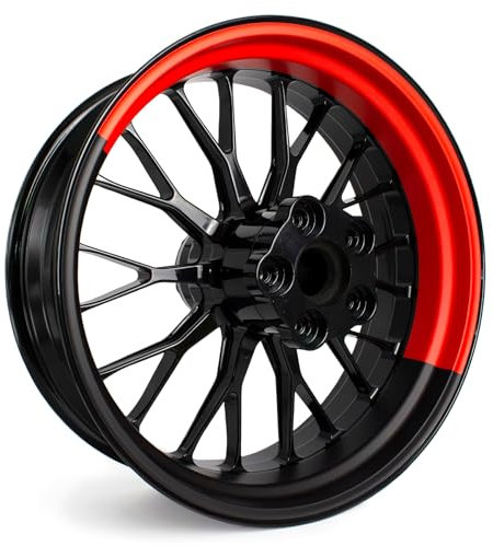 4-teiliges Felgenbettaufkleber Set für 17 Zoll Felgen Komplett Dekor Folie für Motorrad Felgenrandaufkleber selbstklebend wasserfest uv-beständig MR021 (04-02 Half Rot)