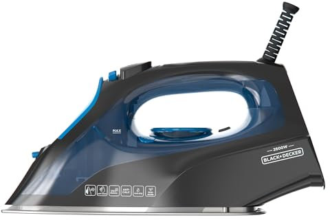 Black+Decker - Plancha de Vapor BXIR2605E | 2600W | 170g/min Golpe de Vapor | Vapor Continuo 40g/min | Suela de Acero Inoxidable | Sistema Anti Cal y Auto Limpieza | Eliminación de Virus y Bacterias
