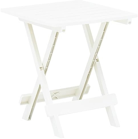 TANZEM Gartentisch Klappbar, Esstisch, Couchtisch, Balkontisch, Balkonmöbel Kleiner Balkon, Balkon Tisch, Beistelltisch, Weiß 45x43x50 cm Kunststoff