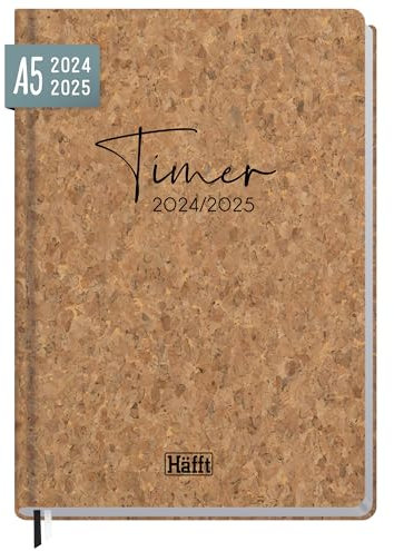 Häfft-Timer 2024/2025 A5 Kork Hardcover Schulplaner, Schülerkalender, Schülerplaner, Studienplaner, Semesterplaner - nachhaltig & klimafreundlich