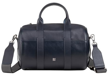 DUDU Barell-Ledertasche, mit Schulterriemen und Zwei Griffen, Elegantes farbiges Design Navy
