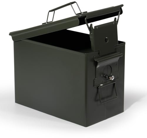 GREELUE Munitionskiste, US Ammo Box, Patronenbox, Aufbewahrungsbox für Lithiumbatterien, Munition (Abschließbar-30cm)