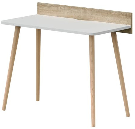 Lourini® Escritorio Pequeño 100x50 cm, Mesa de Estudio para Ordenador Portátil, Escritorio Nórdico 50 cm de Fondo con Abertura para Cables, Fácil Montaje