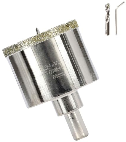 1-7/8 Pouce 48mm scie cloche carrelage foret diamant carrelage avec foret de centrage – Revêtue de diamant Adaptée pour,Verre, Marbre, Porcelaine et Céramique