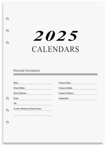 A5 Refill Papier Linie 2025 Daily Planner Refills 6 Löcher A5 Nachfüllpapier 176 Blätter 14 X 20,5 CM Nachfüllbare für Tagbuch Notizbuch Persönlicher Planer Organizer (Beige, 2025)