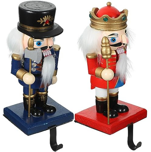 DEARMAMY Weihnachtsstrumpfhaken: 1 Satz Niedlicher Weihnachts-Nussknacker-Kleiderbügel Nussknacker-Puppenfiguren-Strumpfhalter Für Den Kaminsims Für Die Weihnachtsdekoration Zu Hause
