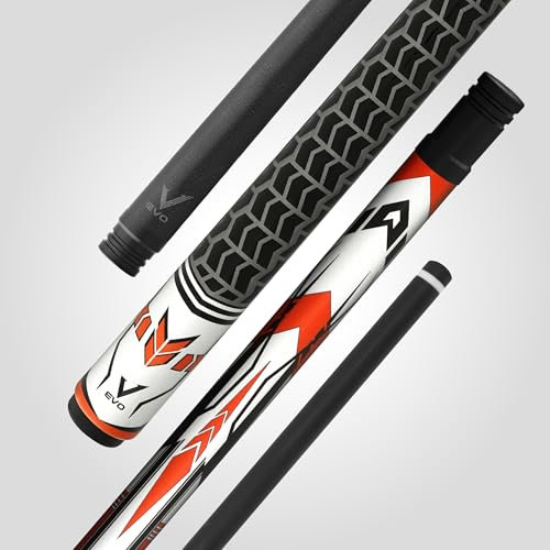 RHINO EVO Racing Queue de billard Rouge Joint 3/8-8 Tige en fibre de verre Diamètre de la pointe 12,5 mm Fût composite