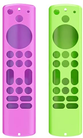 Laroal Paquete de 2 fundas brillantes en la oscuridad para control remoto Alexa 3a generación, antideslizantes, compatibles con Fire TV Stick 4K/4K Max, verde y morado