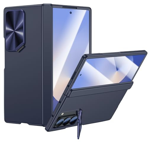 spoovcto for Samsung Galaxy Z Fold6 Case: with Anti-spy Privacy Screen Protector, Built-in Camera Kickstand Cover, Slim Hinge Protective Phone Case for Galaxy Z Fold 6 (Blue, HD Screen)